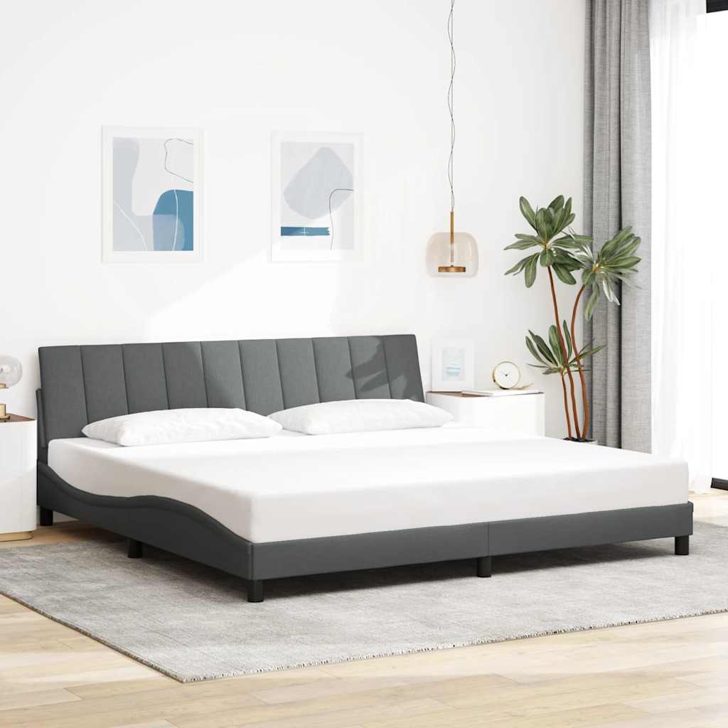 Bettgestell ohne Matratze "Hanko" Dunkelgrau 200x200 cm Stoff