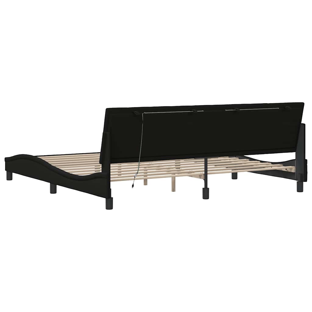 Bettgestell ohne Matratze "Hanko" Schwarz 200x200 cm Stoff
