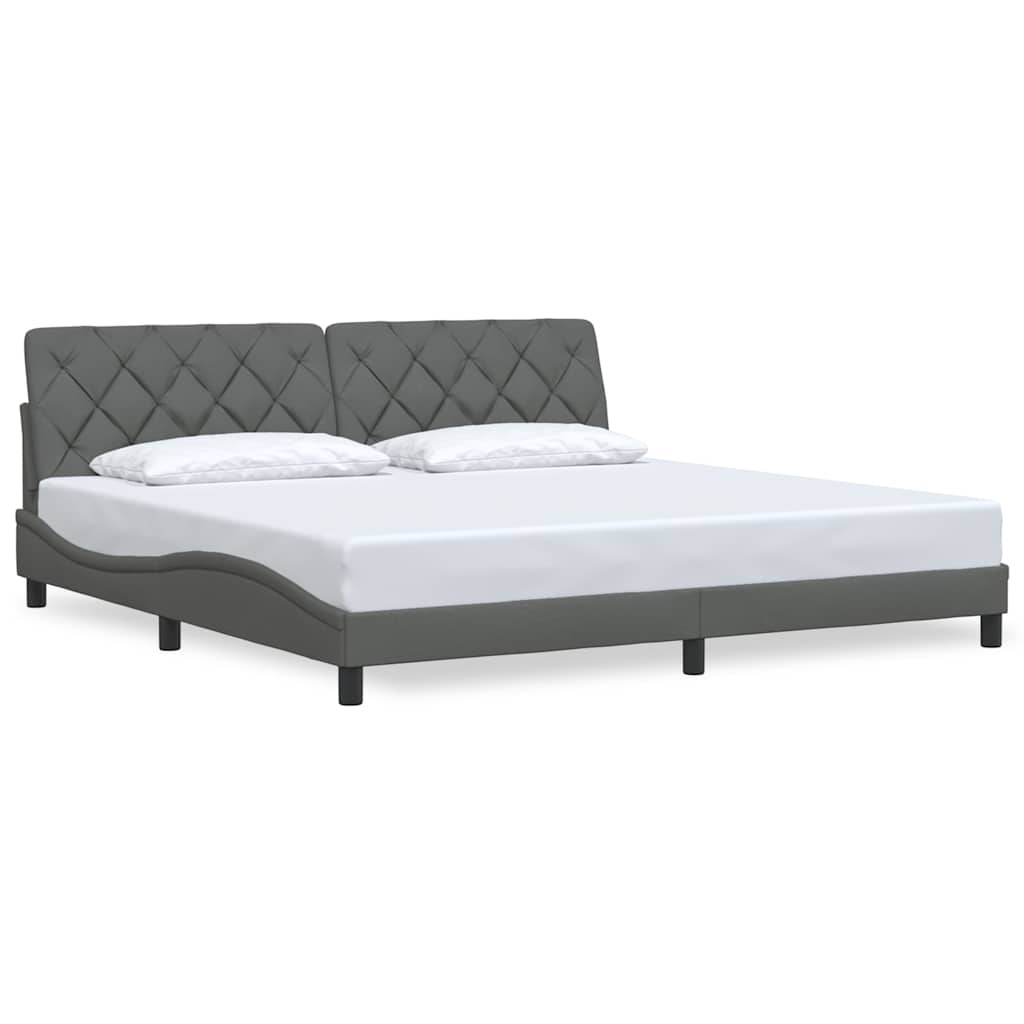 Bettgestell ohne Matratze Dunkelgrau 200x200 cm Stoff