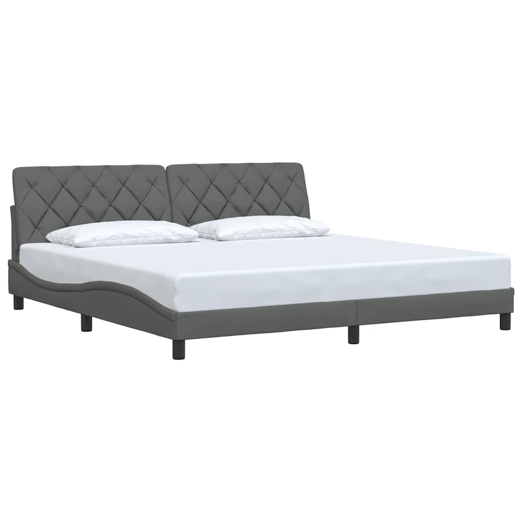 Bettgestell ohne Matratze Dunkelgrau 200x200 cm Stoff