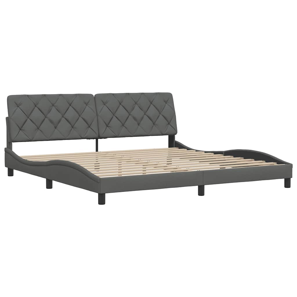 Bettgestell ohne Matratze Dunkelgrau 200x200 cm Stoff