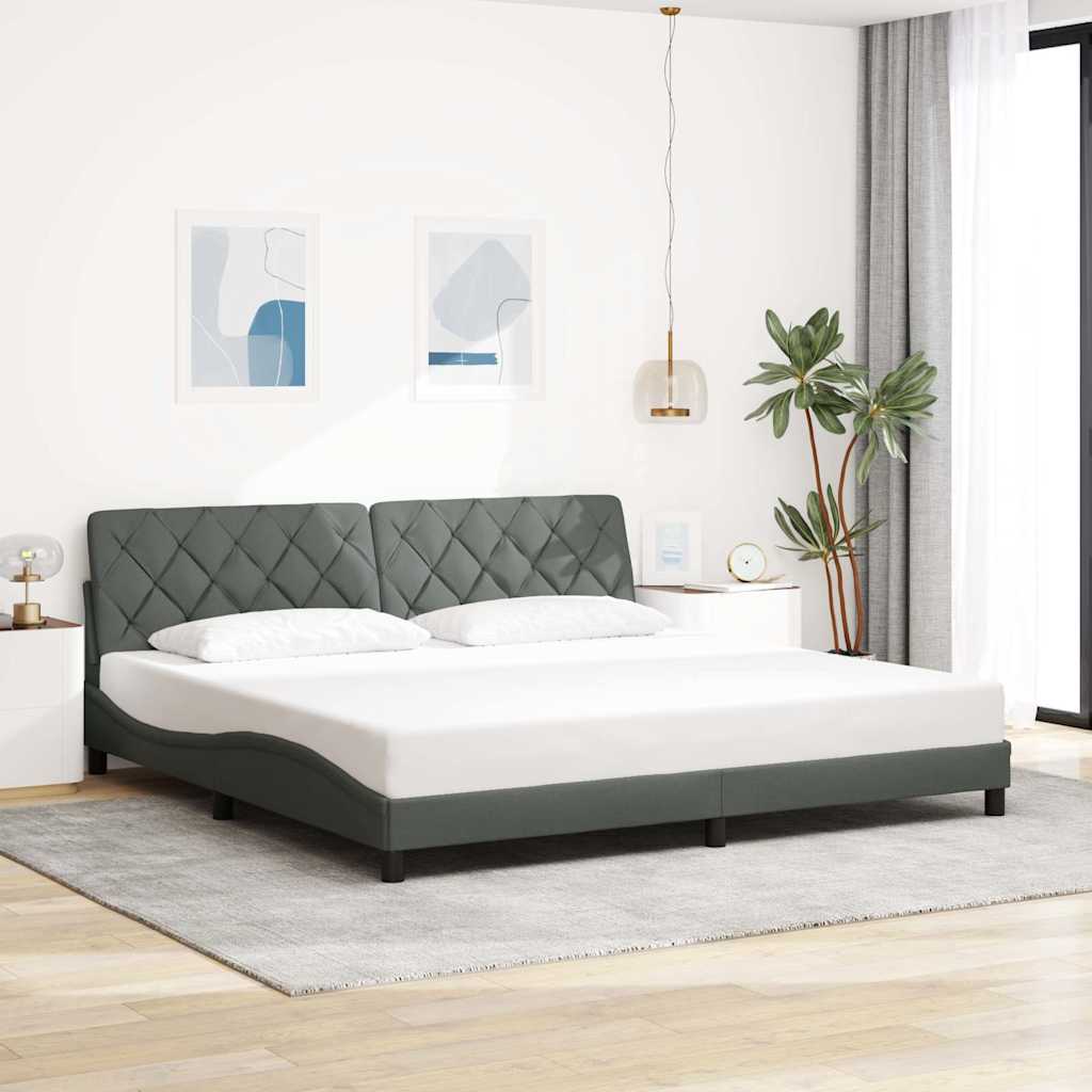 Bettgestell mit LED ohne Matratze Dunkelgrau 200x200 cm Stoff