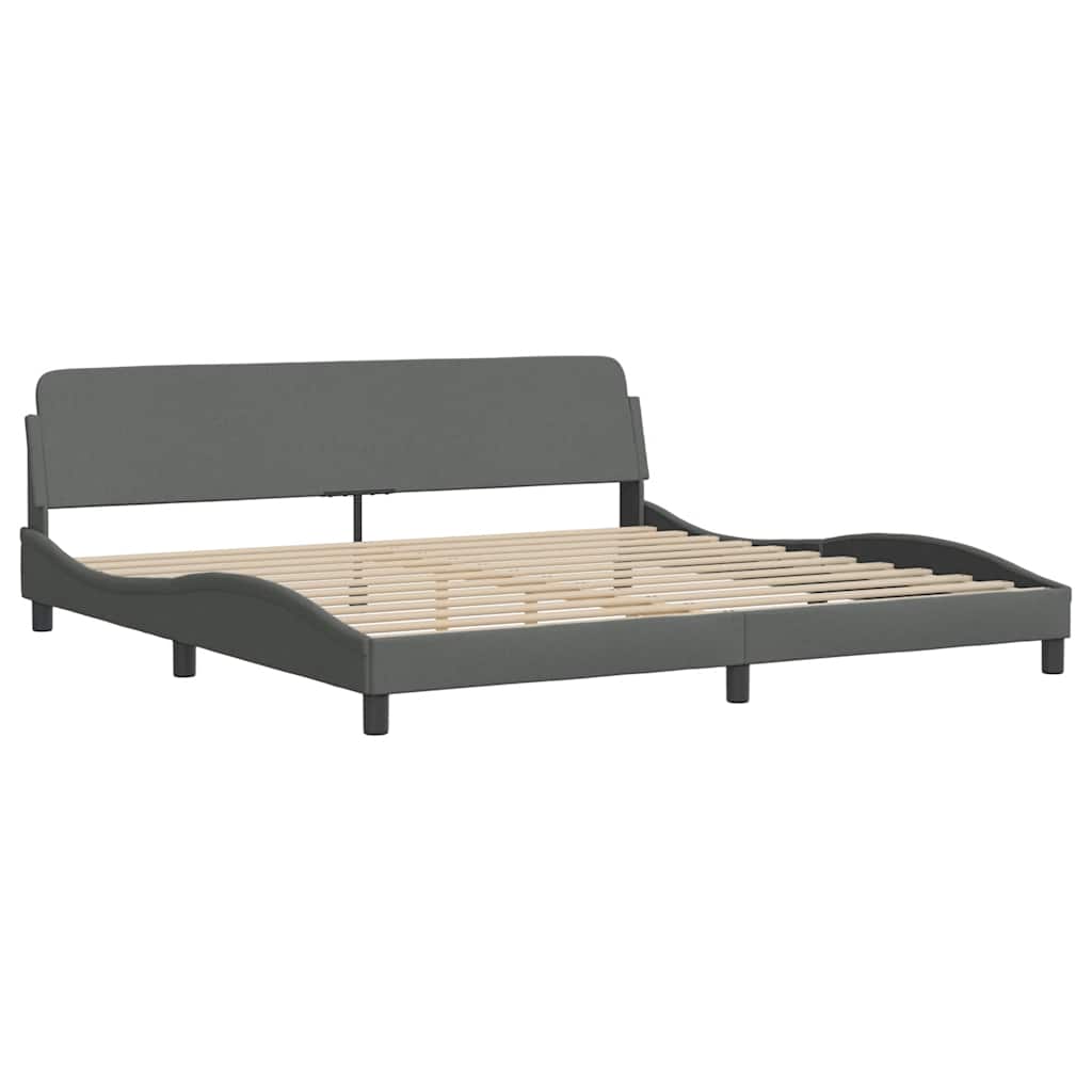 Bettgestell mit LED ohne Matratze Dunkelgrau 200x200 cm Stoff