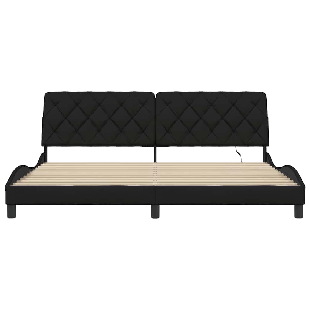 Bettgestell mit LED ohne Matratze Schwarz 200x200 cm Stoff