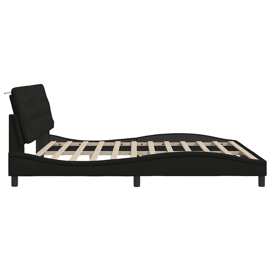 Bettgestell mit LED ohne Matratze Schwarz 200x200 cm Stoff
