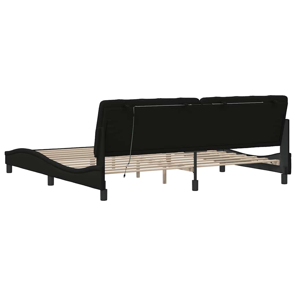 Bettgestell mit LED ohne Matratze Schwarz 200x200 cm Stoff