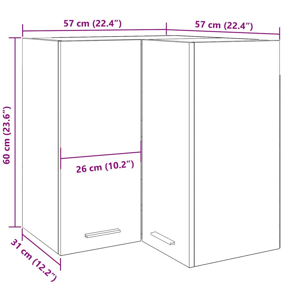 Eck-Hängeschrank Lyon Artisan-Eiche 57x57x60 cm Holzwerkstoff