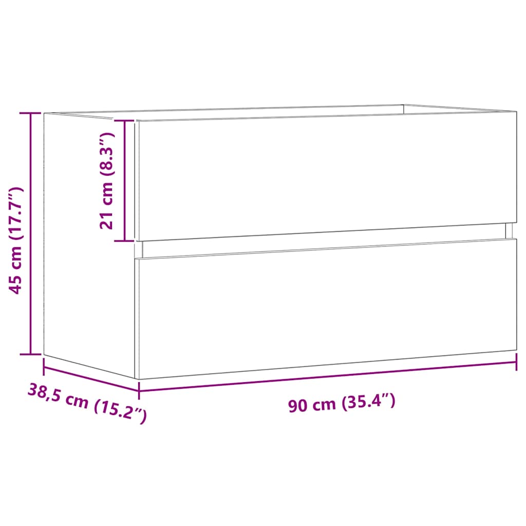Waschbeckenunterschrank Artisan-Eiche 90x38,5x45 Holzwerkstoff