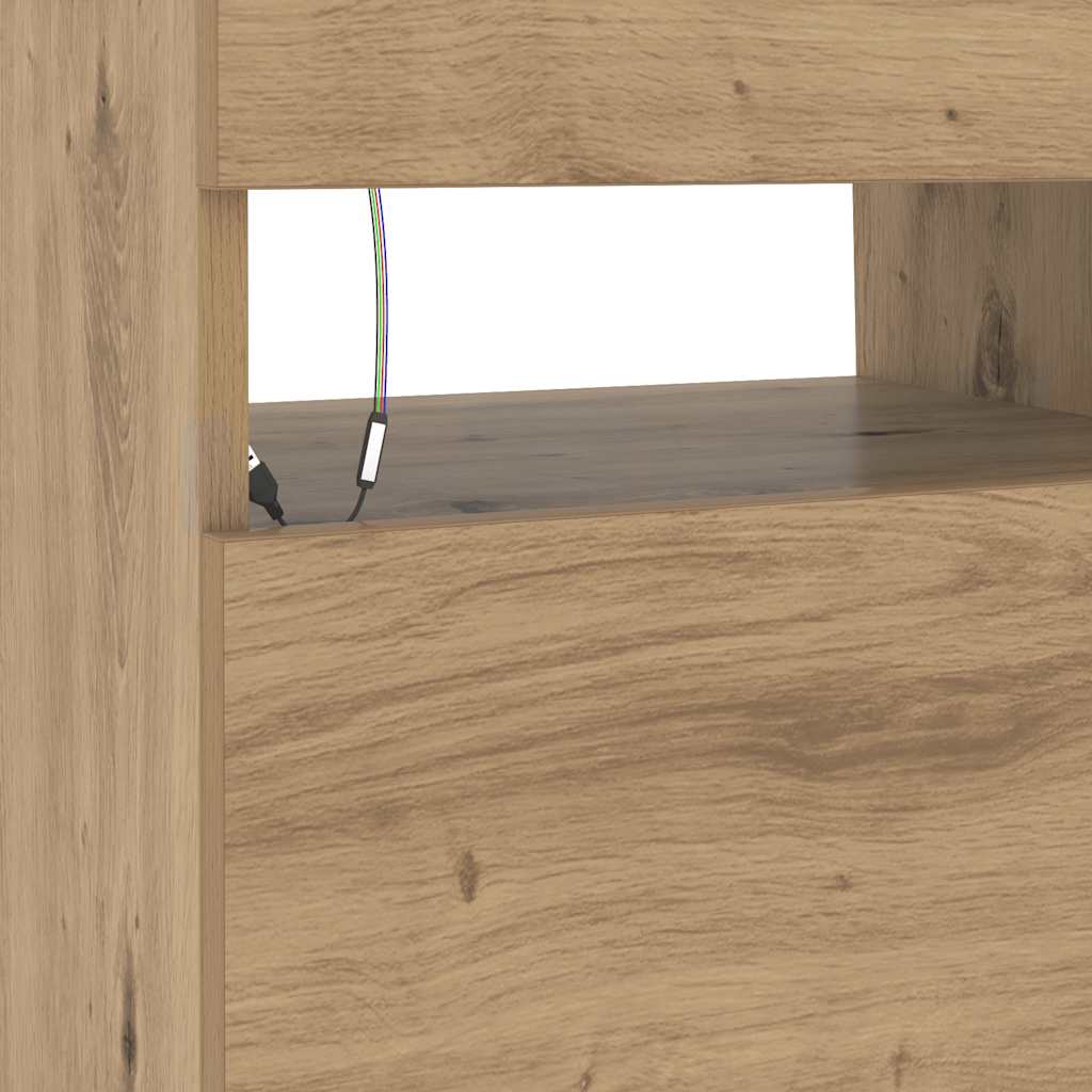 TV-Schrank mit LED-Leuchten Artisan-Eiche 90x35x40 cm