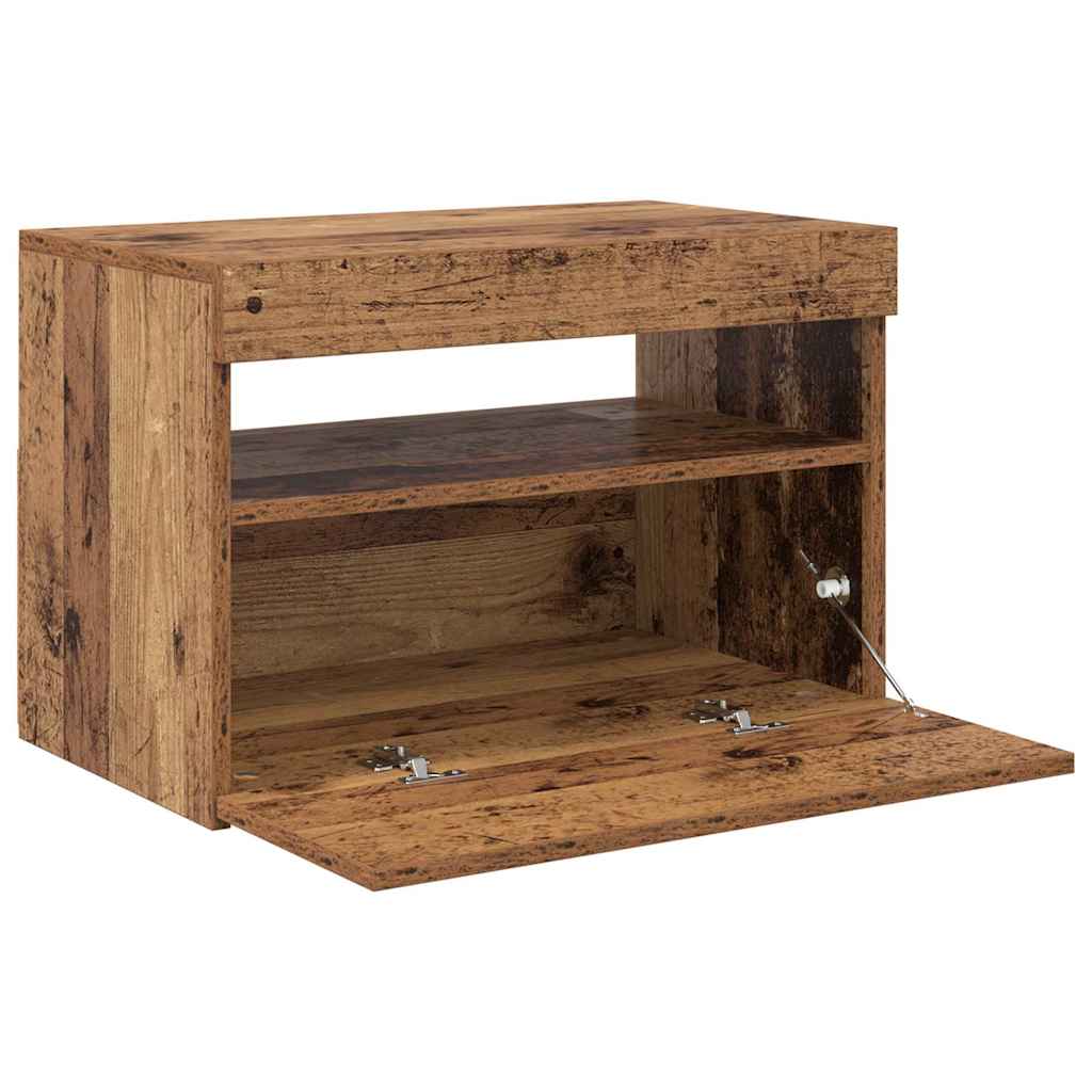 TV-Schrank mit LED-Leuchten Altholz-Optik 60x35x40 cm