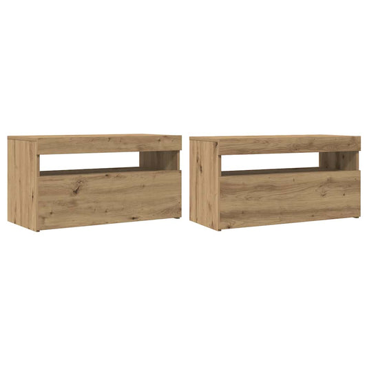 TV-Schrank mit LED-Leuchten Artisan-Eiche 75x35x40 cm