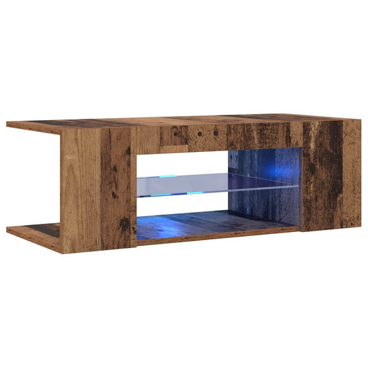 TV-Schrank mit LED-Leuchten Altholz-Optik 90x39x30 cm