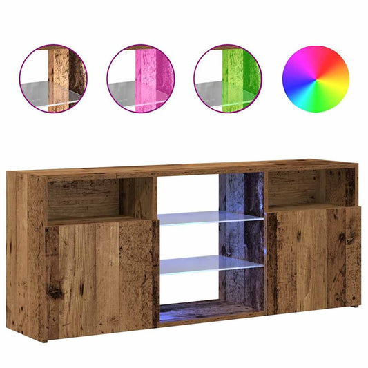 TV-Schrank mit LED-Leuchten Altholz-Optik 120x30x50 cm
