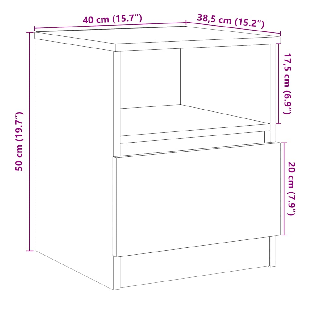 Nachttische 2 Stk. Artisan-Eiche 40x40x50 cm Holzwerkstoff