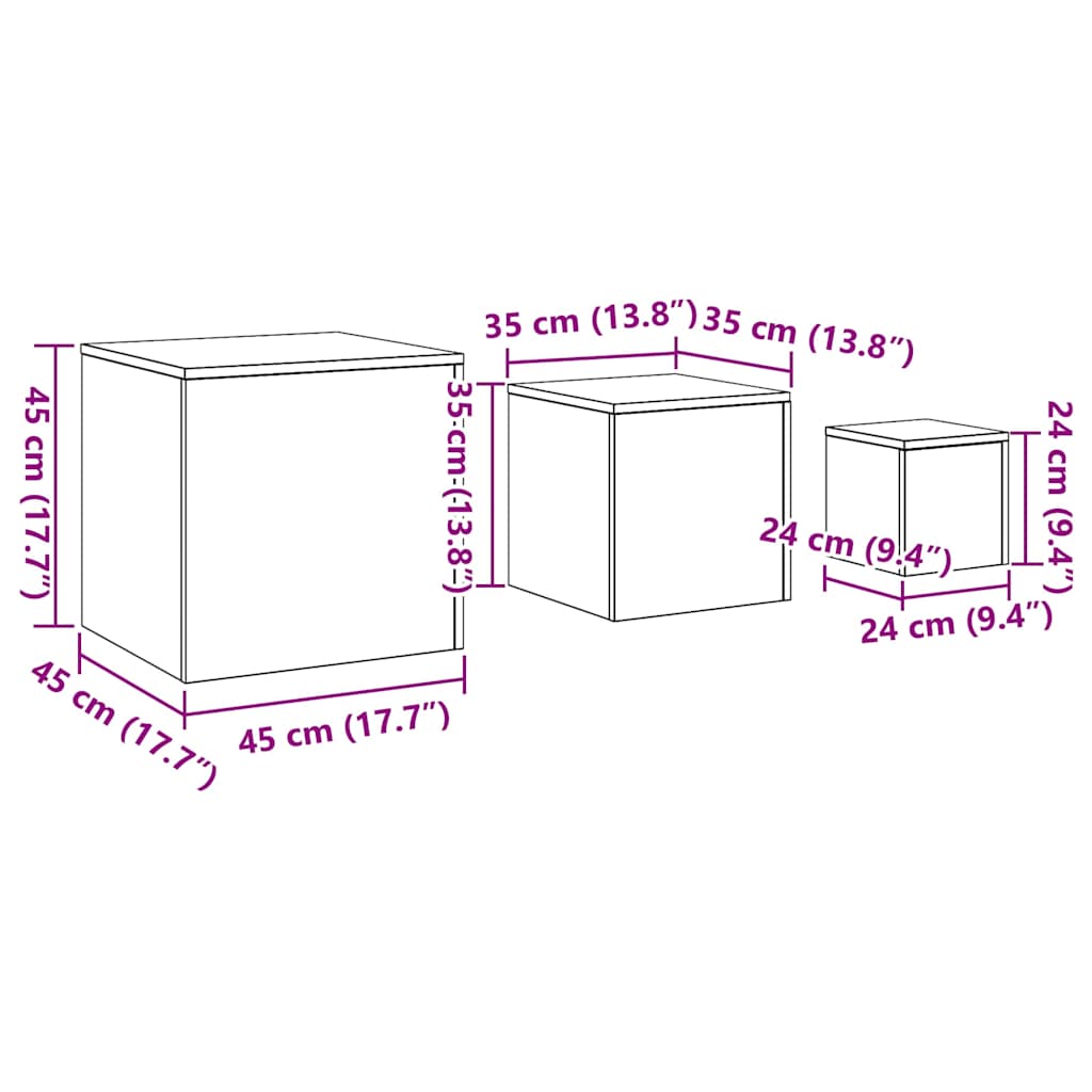 Beistelltische 3 Stk. Artisan-Eiche Holzwerkstoff