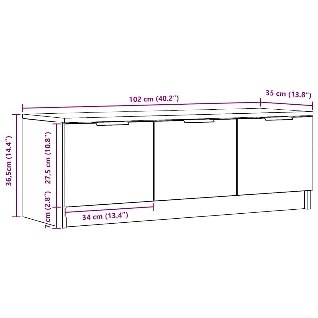 TV-Schrank Artisan-Eiche 102x35x36,5 cm Holzwerkstoff