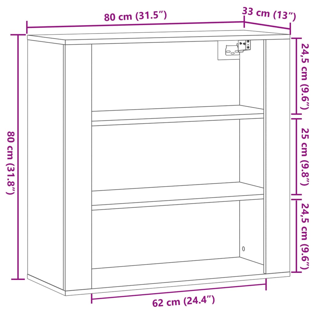 Wandschrank Artisan-Eiche 80x33x80 cm Holzwerkstoff