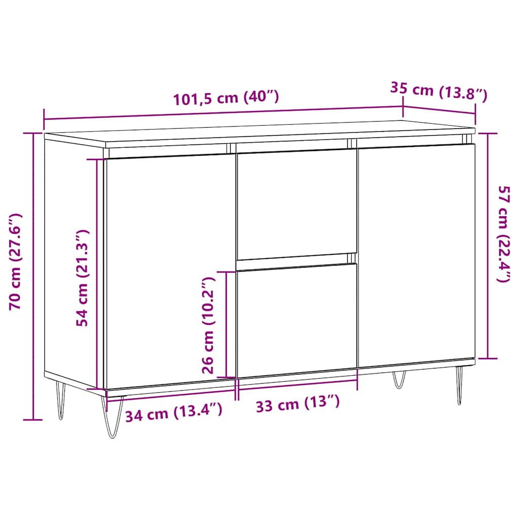 Sideboard Altholz-Optik 101,5x35x70 cm Holzwerkstoff
