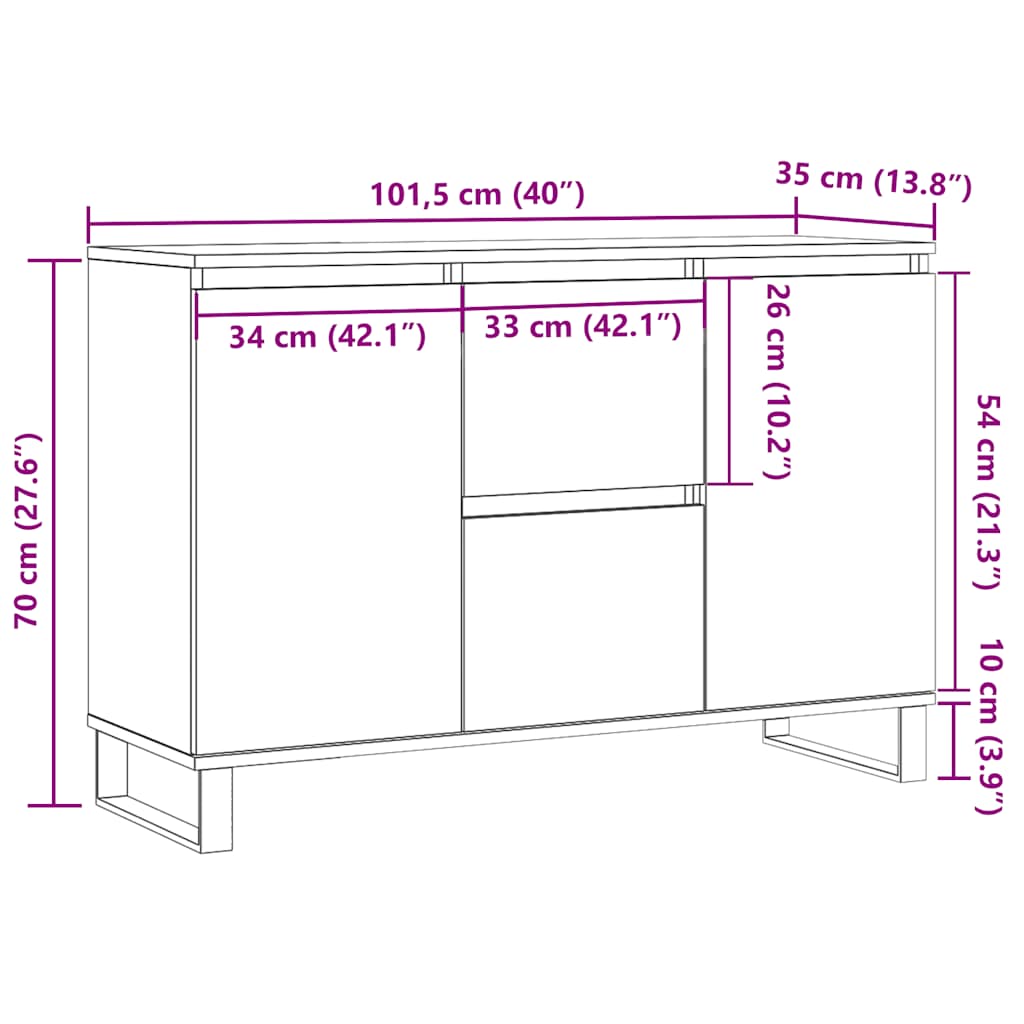 Sideboard Altholz-Optik 101,5x35x70 cm Holzwerkstoff