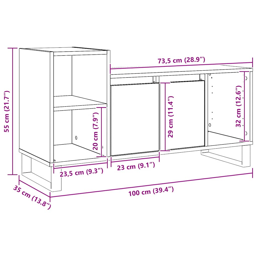 TV-Schrank Artisan-Eiche 100x35x55 cm Holzwerkstoff