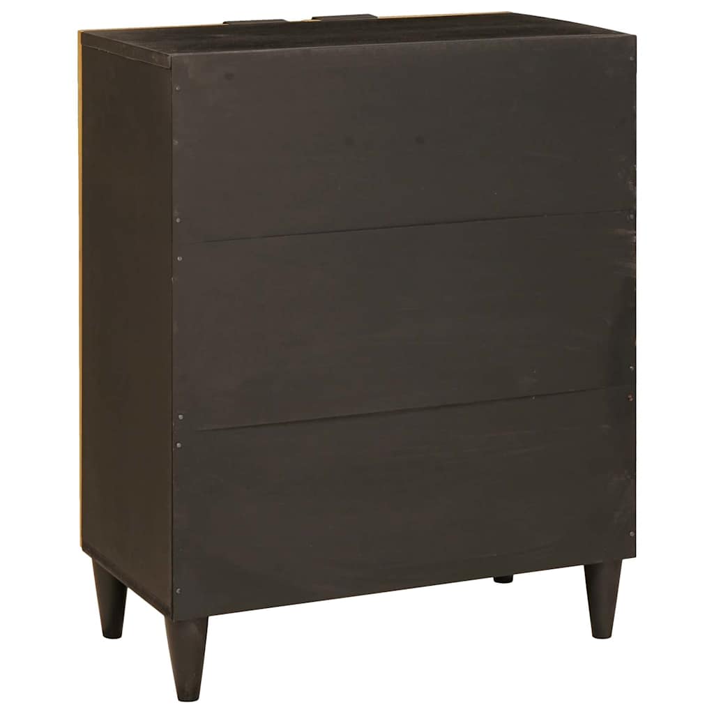 Sideboard Schwarz und Gold 60 x 33 x 75 cm massives Mangoholz