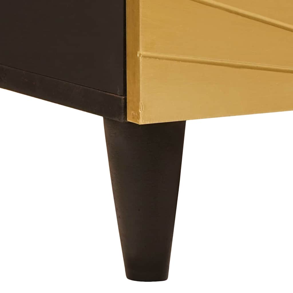 Nachttisch Schwarz und Gold 50 x 33 x 60 cm massives Mangoholz