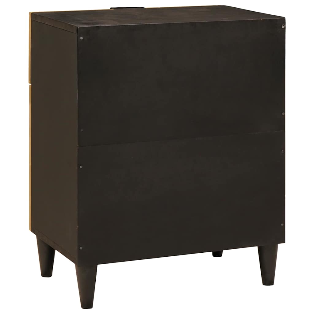 Nachttisch Schwarz und Gold 50 x 33 x 60 cm massives Mangoholz