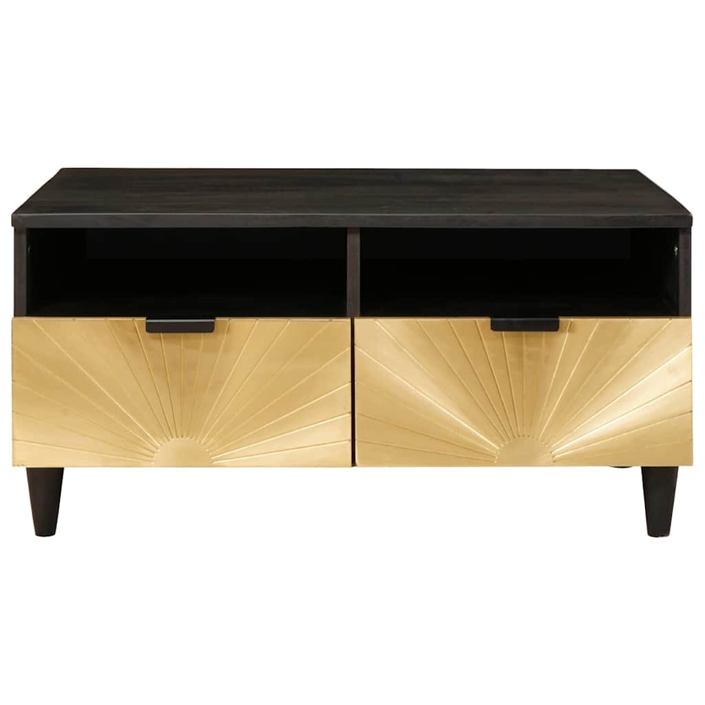 Couchtisch Schwarz und Gold 80 x 54 x 40 cm massives Mangoholz