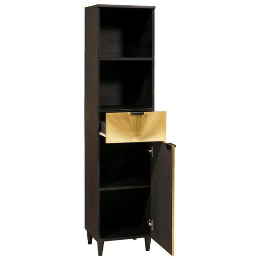 Badezimmerschrank mit Regal Schwarz und Gold 38 x 33 x 160 cm