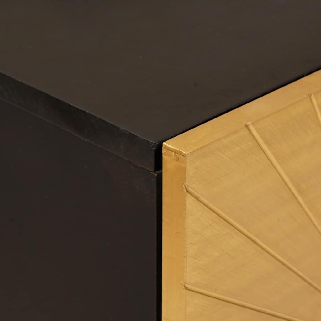 Sideboard Schwarz und Gold 40 x 33 x 75 cm massives Mangoholz