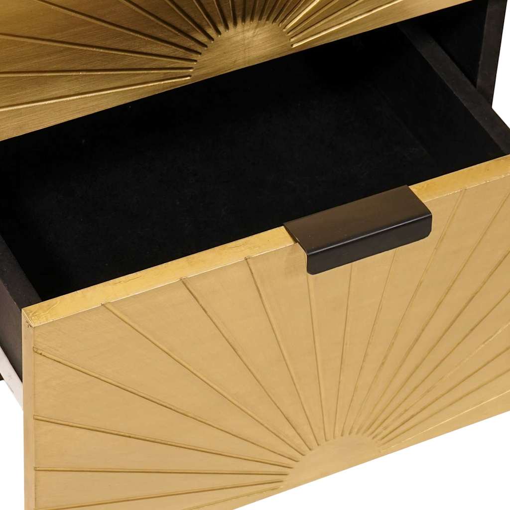 Sideboard Schwarz und Gold 40 x 33 x 75 cm massives Mangoholz