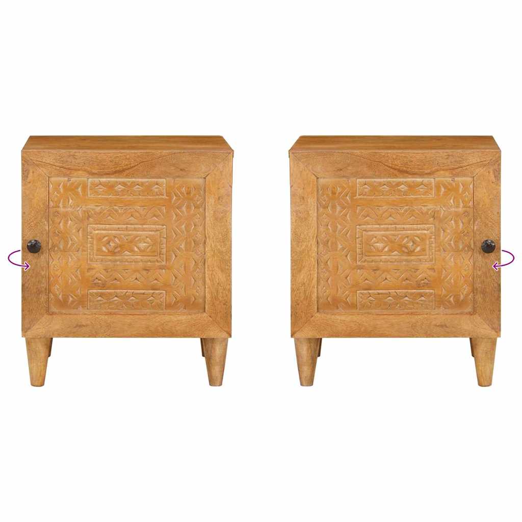 Nachttisch 2 pcs Hellbraun 40 x 33 x 46 cm massives Mangoholz