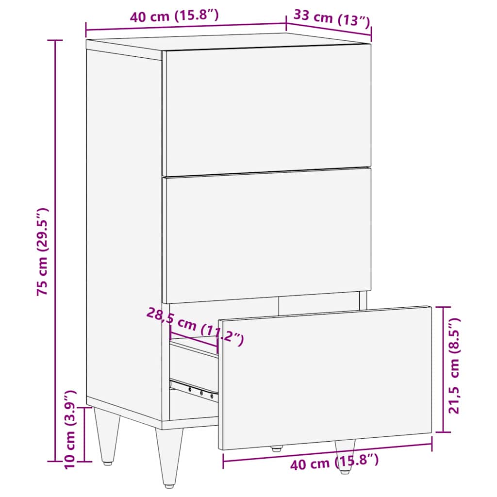Sideboard mit Schubladen Hellbraun 33,5 x 40 x 75 cm
