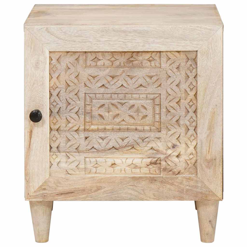 Nachttisch 2 pcs Beige 40 x 33 x 46 cm massives Mangoholz