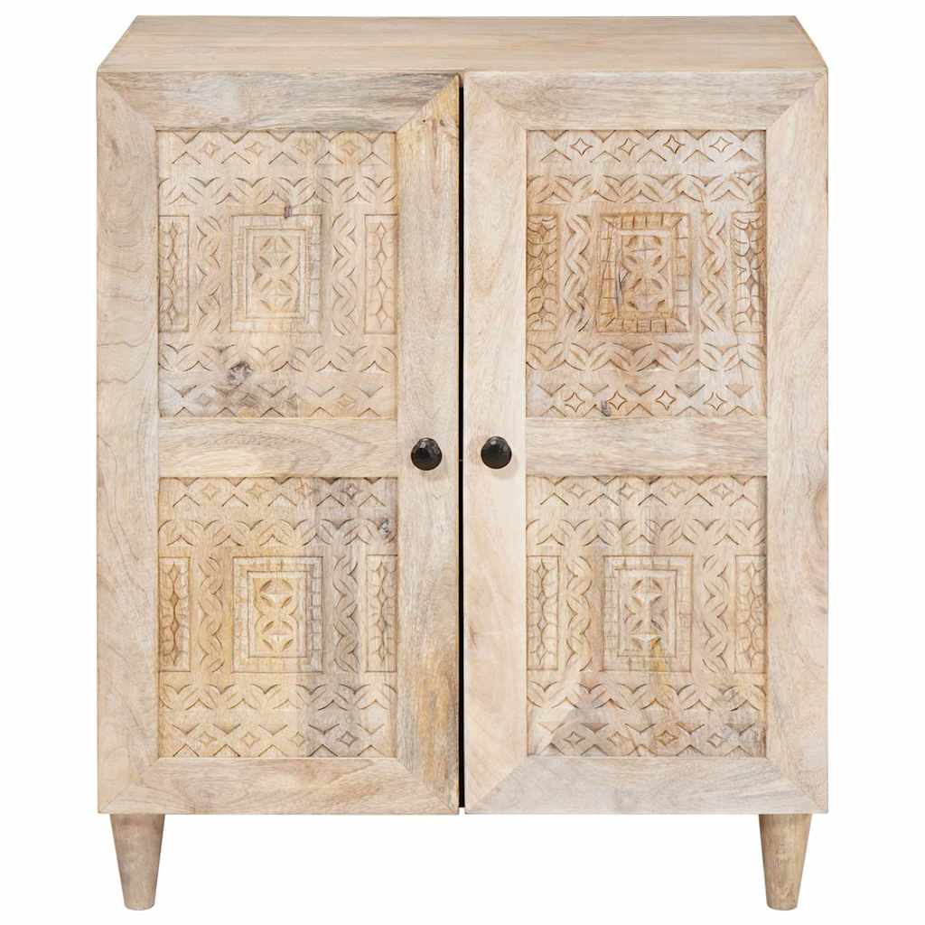 Sideboard mit Regal Weiß 60 x 33 x 75 cm massives Mangoholz
