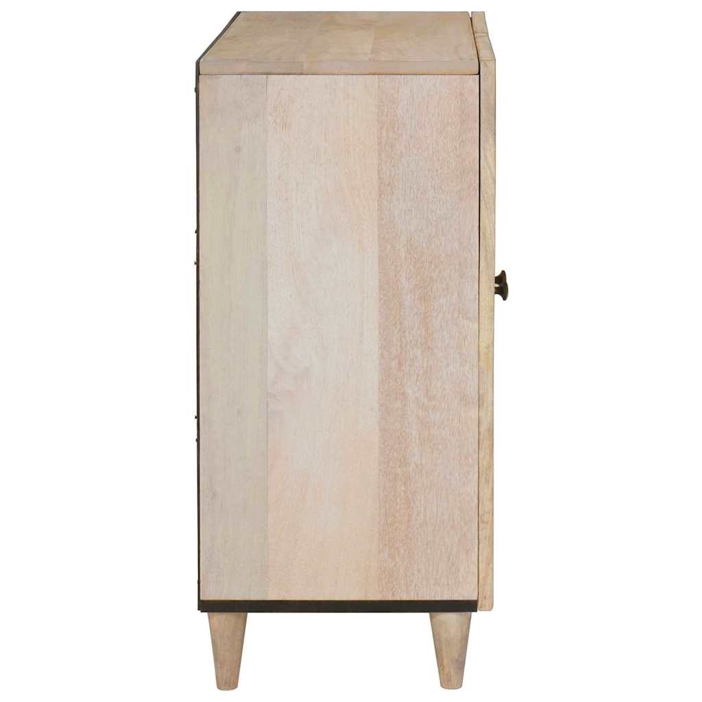 Sideboard mit Regal Weiß 60 x 33 x 75 cm massives Mangoholz