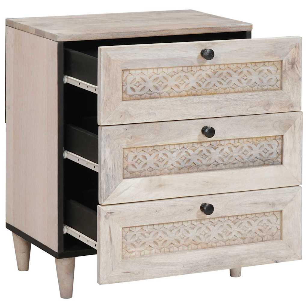 Nachttisch Beige 50 x 33 x 60 cm massives Mangoholz