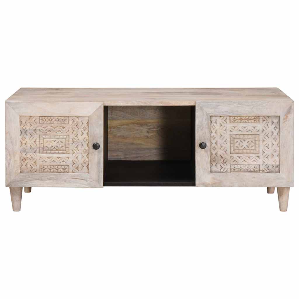 Couchtisch mit Regal Beige 100 x 54 x 40 cm massives Mangoholz
