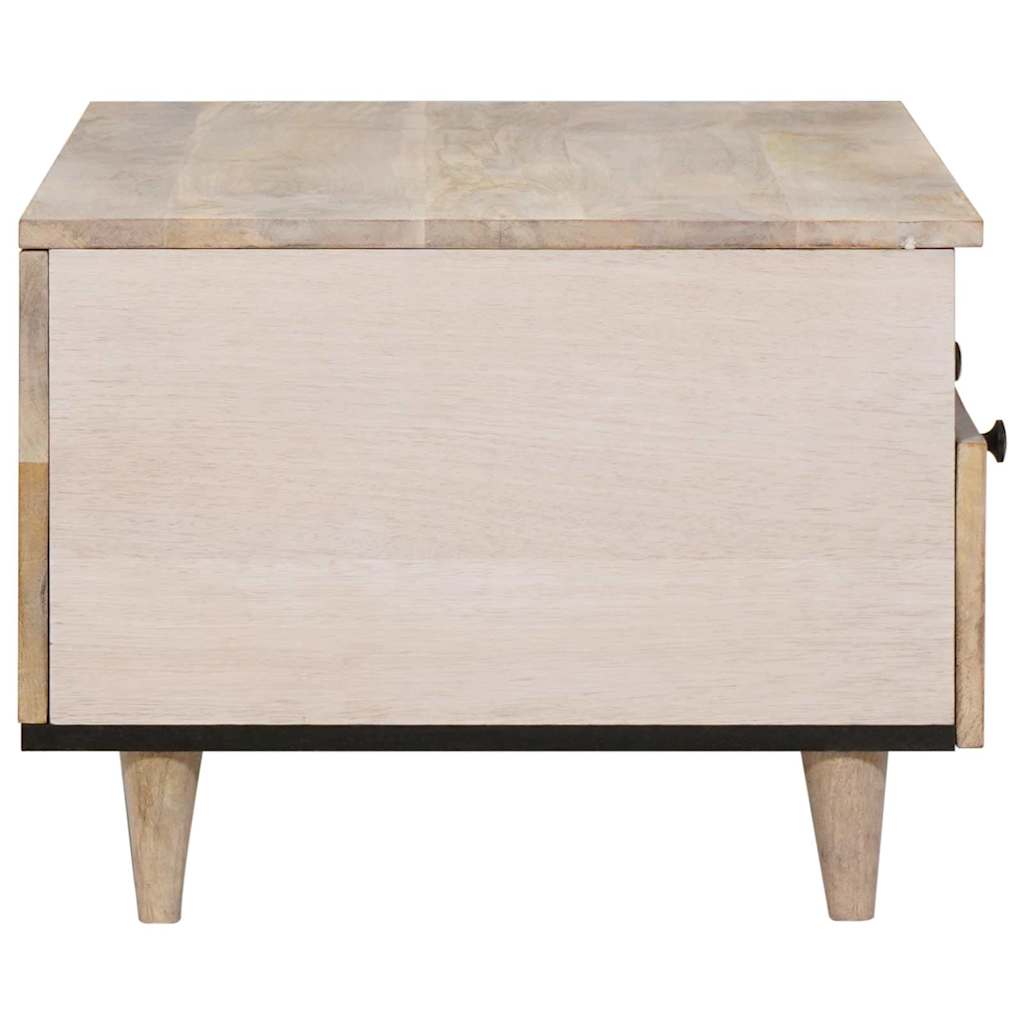 Couchtisch mit Regal Weiß 80 x 54 x 40 cm massives Mangoholz