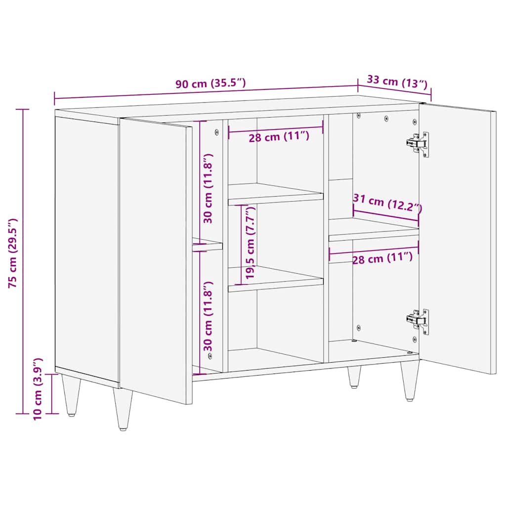 Sideboard Weiß 33,5 x 90 x 75 cm