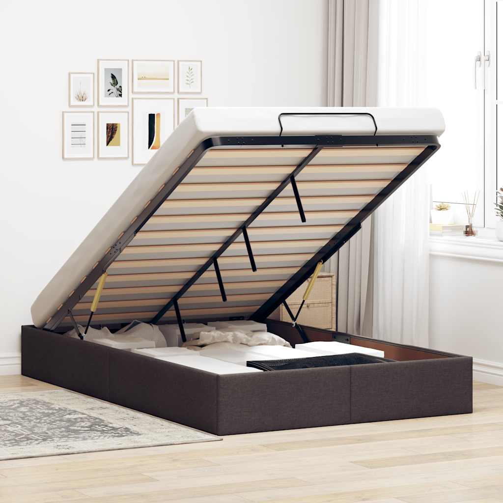 Ottoman-Bett ohne Matratze Dunkelbraun 120x190 cm Stoff