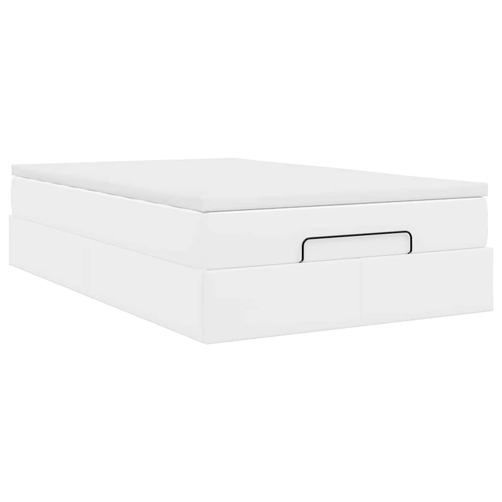 Ottoman-Bett mit Matratze Weiß 120x190 cm Kunstleder