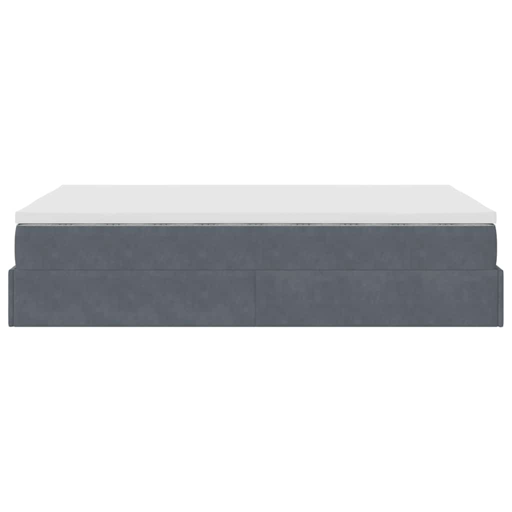Ottoman-Bett mit Matratze Dunkelgrau 120x190 cm Samt
