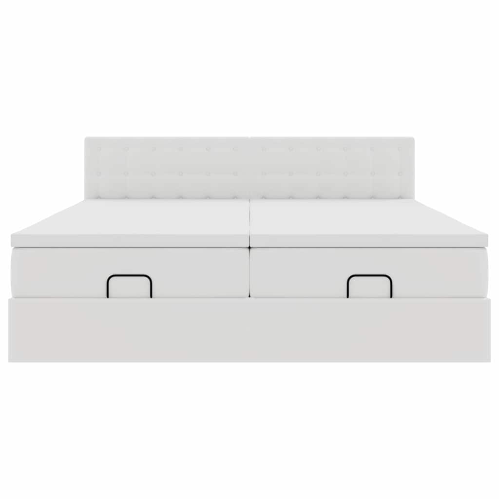 Ottoman-Bett mit Matratzen Weiß 180x200 cm Kunstleder