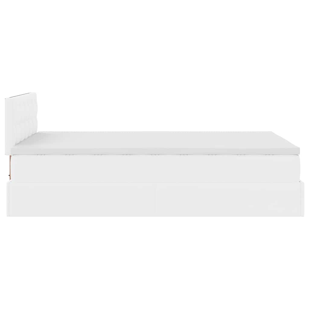 Ottoman-Bett mit Matratzen & LEDs Reinweiß 120x190cm Kunstleder