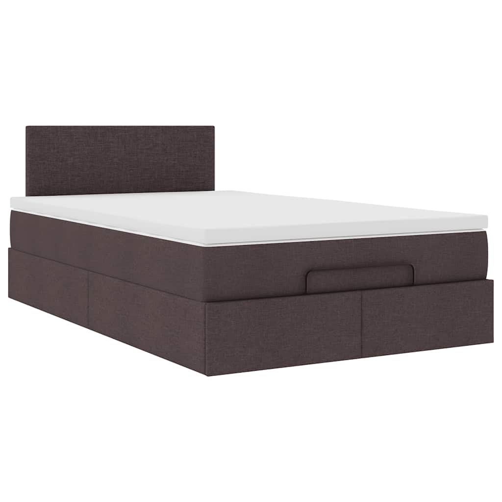 Ottoman-Bett mit Matratze & LEDs Dunkelbraun 120x190 cm Stoff