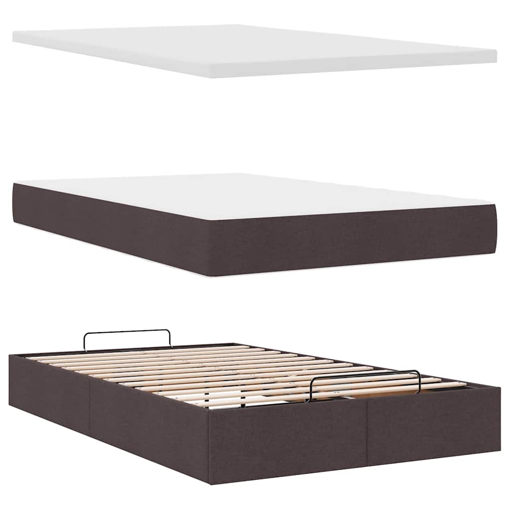 Ottoman-Bett mit Matratze & LEDs Dunkelbraun 120x190 cm Stoff