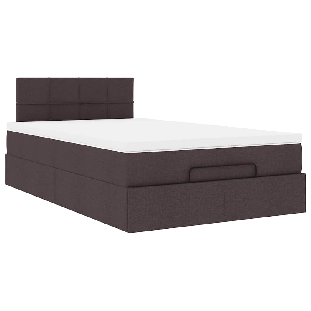 Ottoman-Bett mit Matratze & LEDs Dunkelbraun 120x190 cm Stoff