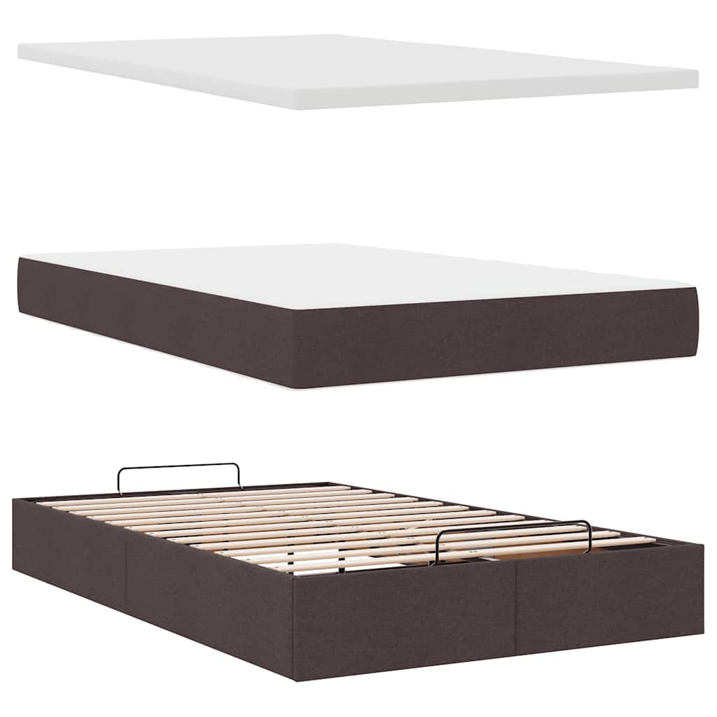 Ottoman-Bett mit Matratze & LEDs Dunkelbraun 120x190 cm Stoff