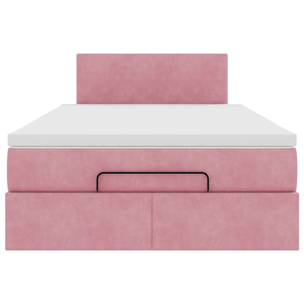 Ottomane Bett mit Matratze & LEDs Rosa 120x190 cm Samt